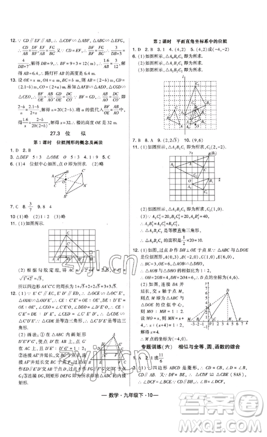 寧夏人民教育出版社2023經綸學典課時作業(yè)九年級下冊數學人教版答案