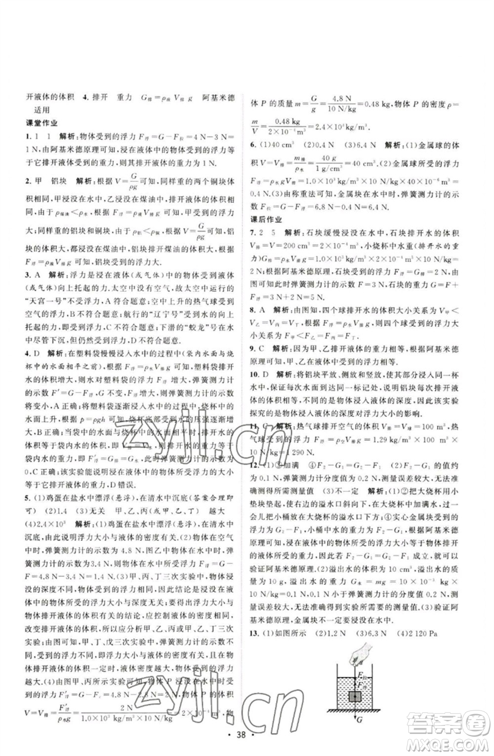 江蘇人民出版社2023課時(shí)提優(yōu)計(jì)劃作業(yè)本八年級(jí)物理下冊(cè)蘇科版參考答案