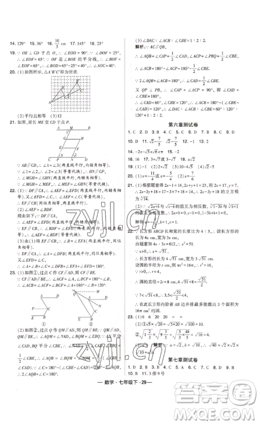 河海大學(xué)出版社2023經(jīng)綸學(xué)典課時(shí)作業(yè)七年級(jí)下冊(cè)數(shù)學(xué)人教版答案