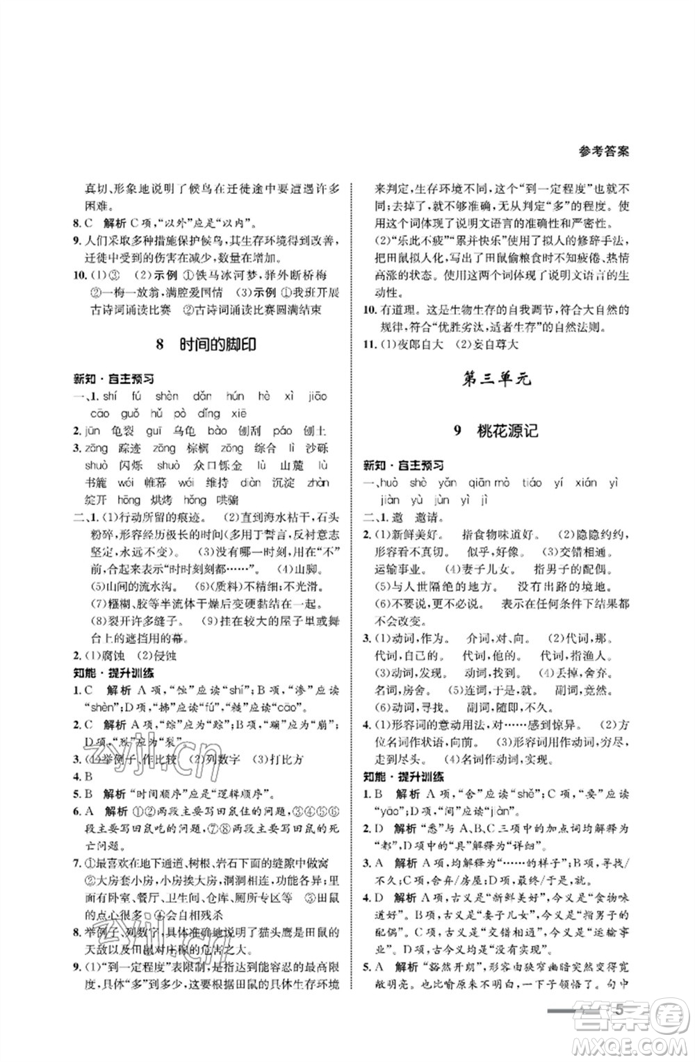甘肅教育出版社2023語(yǔ)文配套綜合練習(xí)八年級(jí)下冊(cè)人教版參考答案