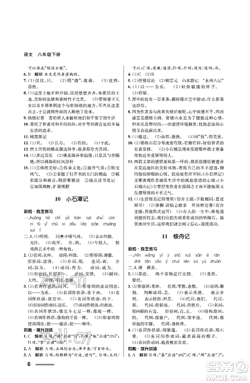 甘肅教育出版社2023語(yǔ)文配套綜合練習(xí)八年級(jí)下冊(cè)人教版參考答案