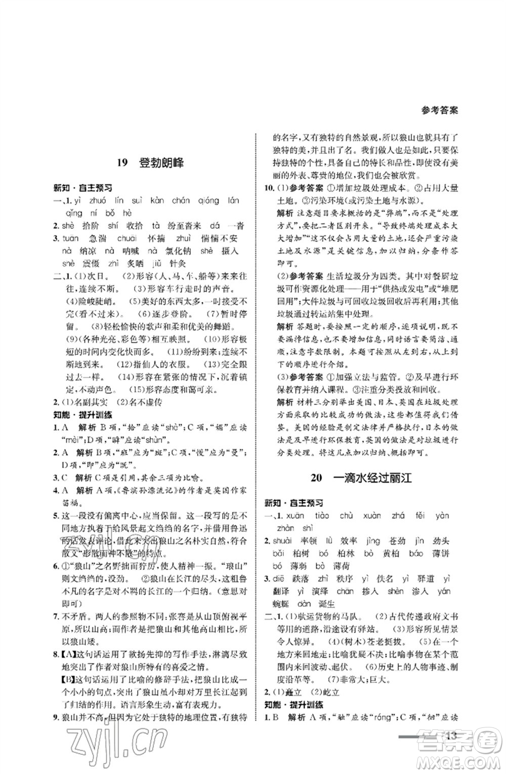 甘肅教育出版社2023語(yǔ)文配套綜合練習(xí)八年級(jí)下冊(cè)人教版參考答案