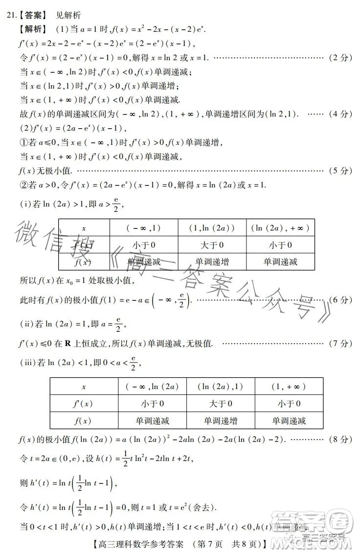 河南省2023高三年級TOP二十名校二月調(diào)研考理科數(shù)學試卷答案