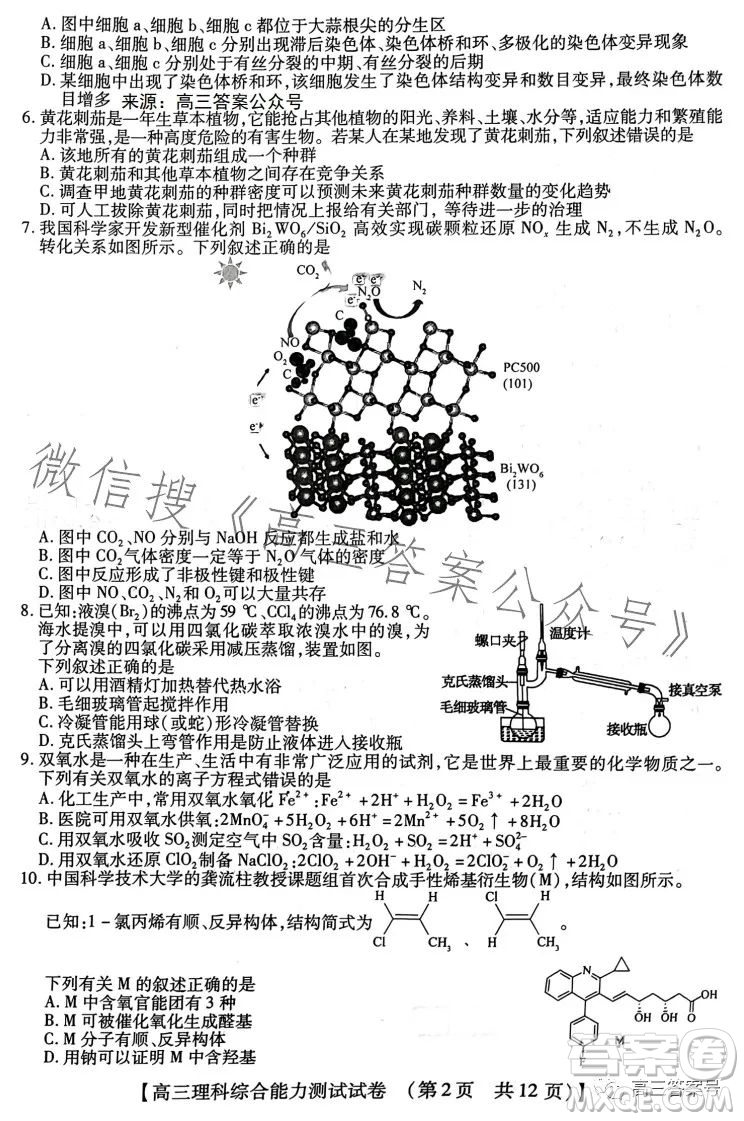 河南省2022-2023下學(xué)年高三年級(jí)TOP二十名校二月調(diào)研考理科綜合試卷答案
