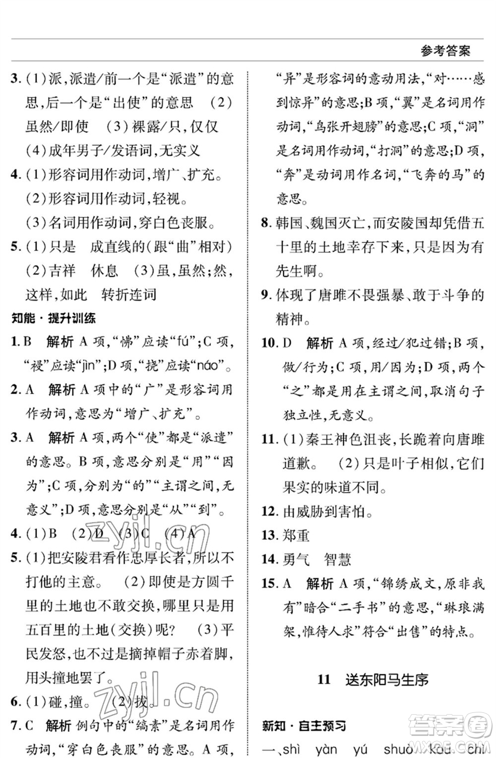 北京師范大學(xué)出版社2023語文配套綜合練習(xí)九年級(jí)下冊人教版參考答案