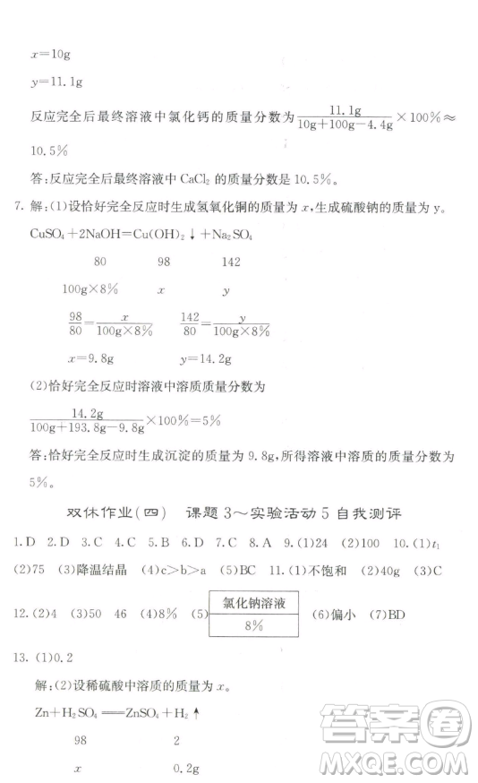 四川大學(xué)出版社2023名校課堂內(nèi)外九年級化學(xué)下冊人教版答案