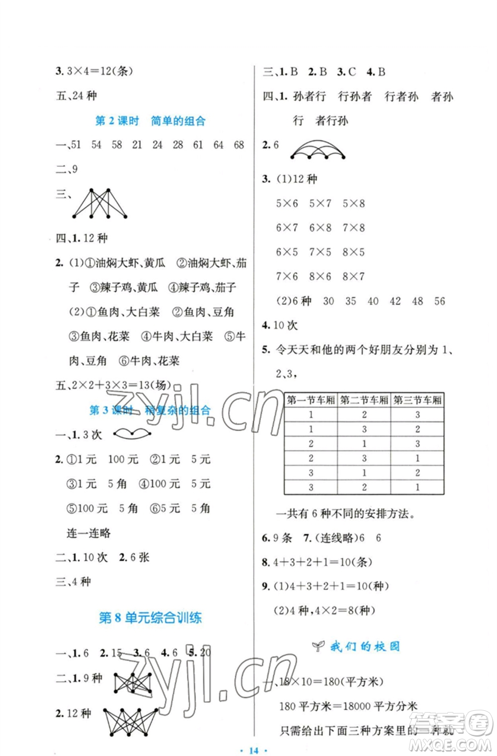 人民教育出版社2023小學(xué)同步測控優(yōu)化設(shè)計三年級數(shù)學(xué)下冊人教版精編版參考答案