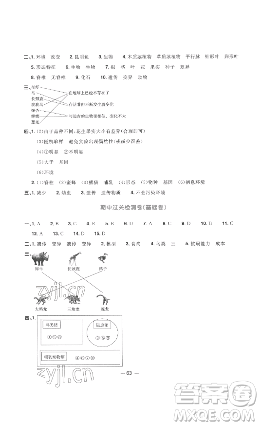 江西教育出版社2023陽(yáng)光同學(xué)一線名師全優(yōu)好卷六年級(jí)科學(xué)下冊(cè)教科版參考答案