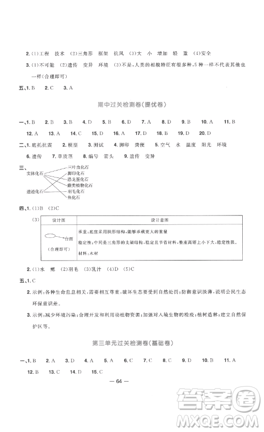 江西教育出版社2023陽(yáng)光同學(xué)一線名師全優(yōu)好卷六年級(jí)科學(xué)下冊(cè)教科版參考答案