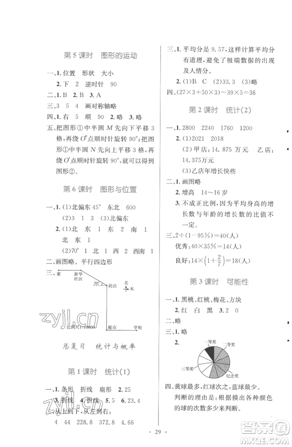 北京師范大學(xué)出版社2023小學(xué)同步測(cè)控優(yōu)化設(shè)計(jì)六年級(jí)數(shù)學(xué)下冊(cè)北師大版參考答案