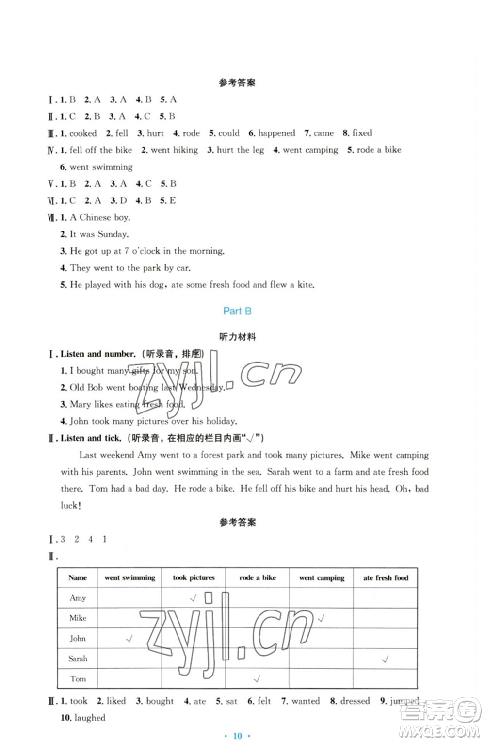 人民教育出版社2023小學(xué)同步測控優(yōu)化設(shè)計六年級英語下冊人教PEP版三起增強(qiáng)版參考答案