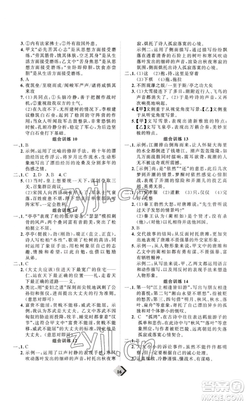 延邊教育出版社2023最新版優(yōu)+學(xué)案贏在中考語文答案