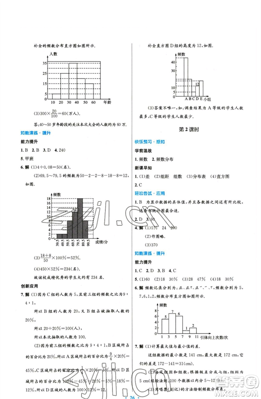 人民教育出版社2023初中同步測控優(yōu)化設計七年級數(shù)學下冊人教版精編版參考答案