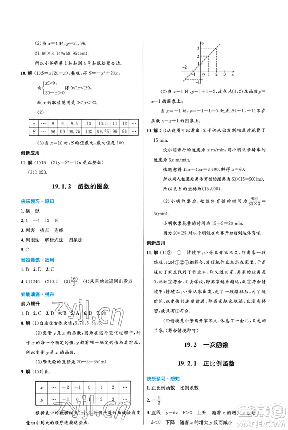 人民教育出版社2023初中同步測(cè)控優(yōu)化設(shè)計(jì)八年級(jí)數(shù)學(xué)下冊(cè)人教版精編版參考答案