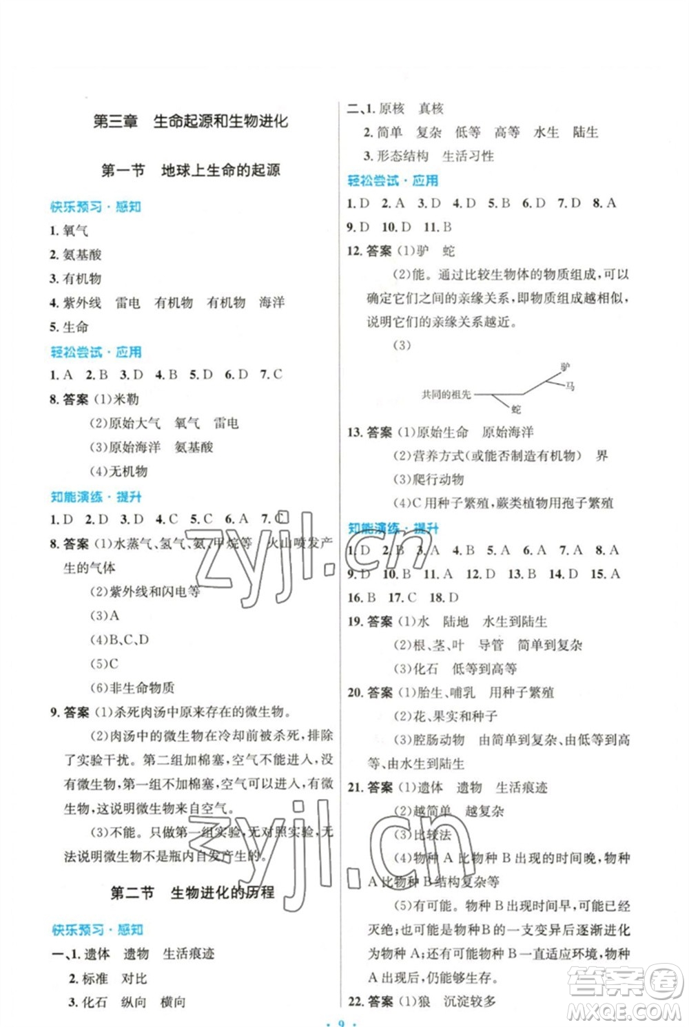 人民教育出版社2023初中同步測控優(yōu)化設計八年級生物下冊人教版精編版參考答案