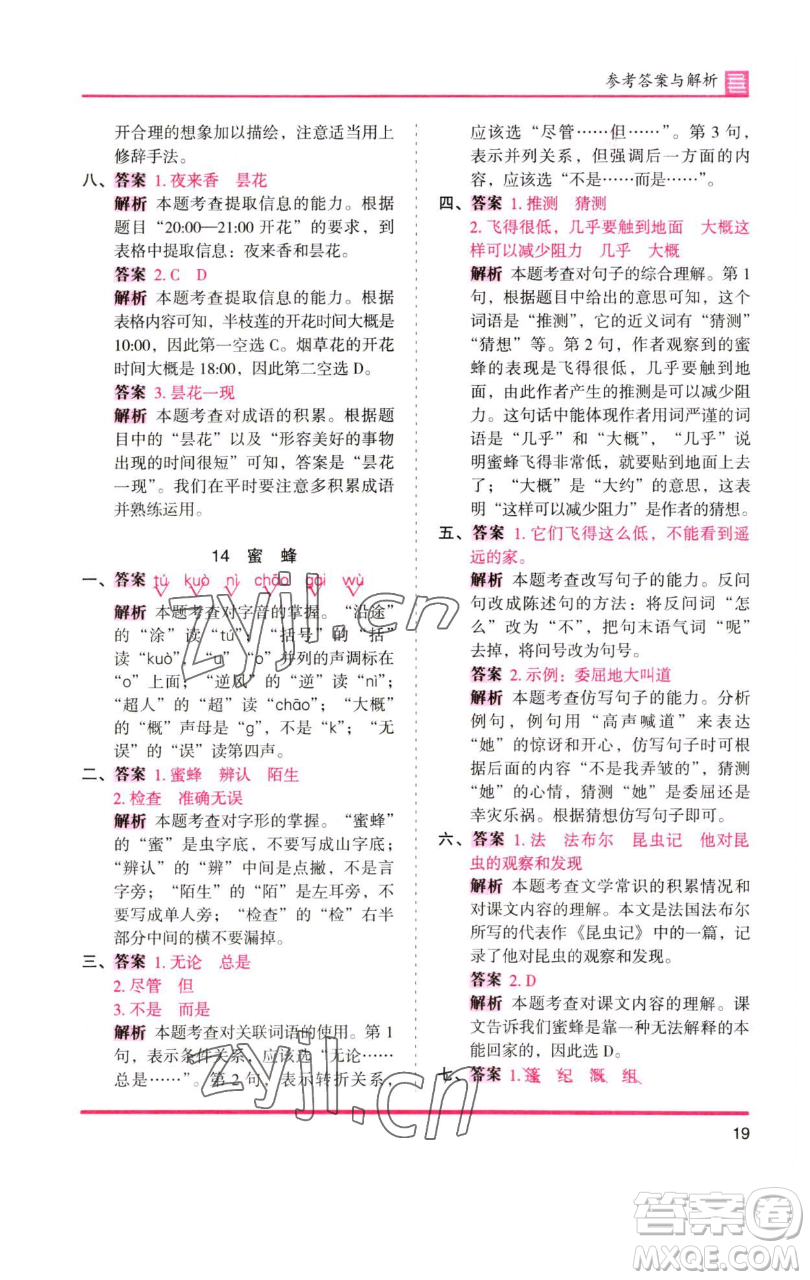 湖南師范大學(xué)出版社2023木頭馬分層課課練三年級語文下冊人教版浙江專版參考答案