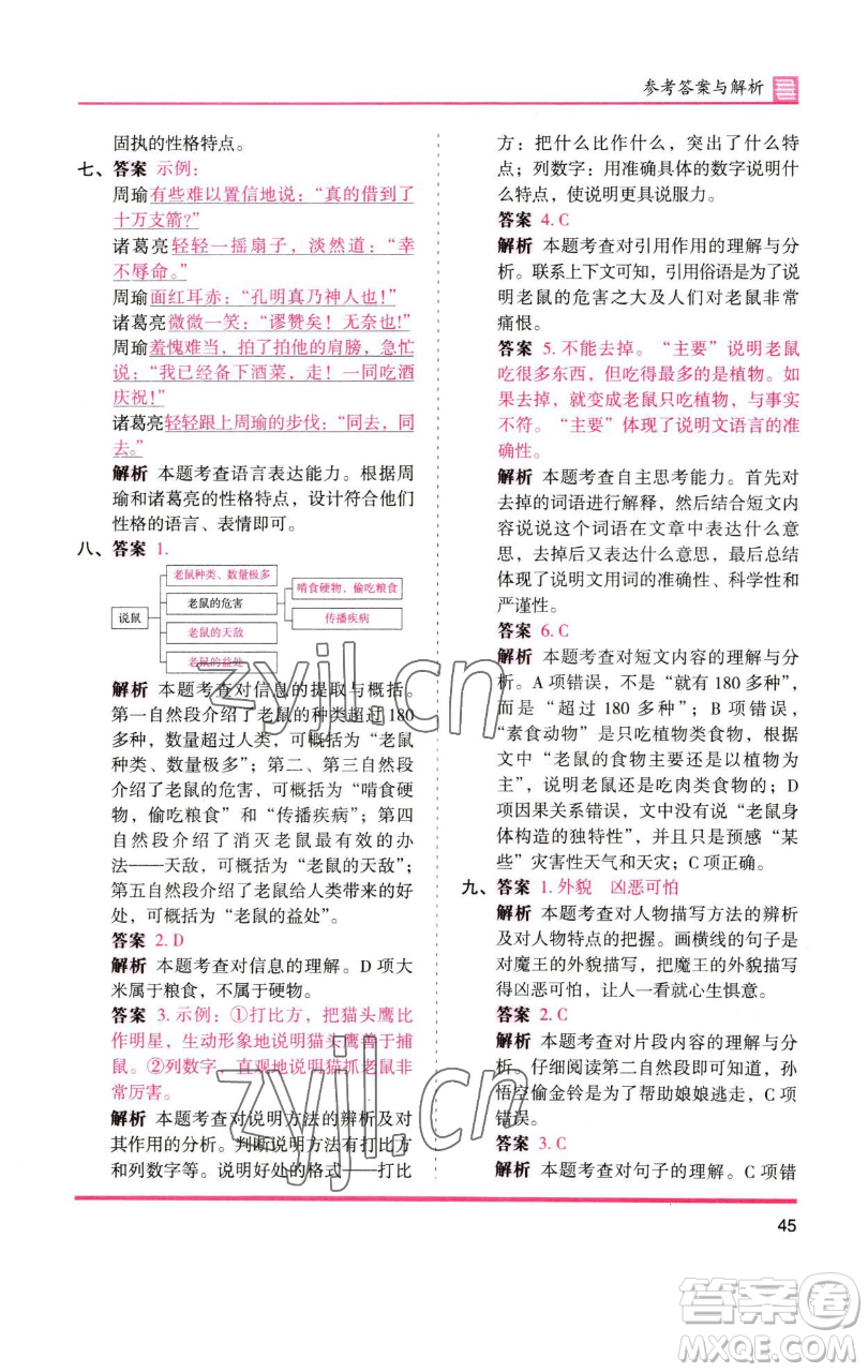 湖南師范大學(xué)出版社2023木頭馬分層課課練五年級(jí)語(yǔ)文下冊(cè)人教版浙江專版參考答案