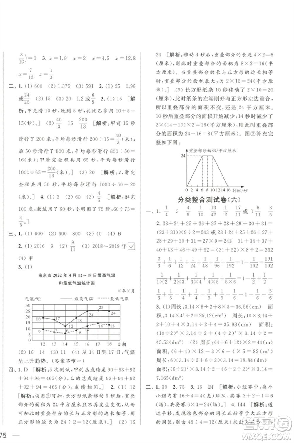 北京教育出版社2023春季亮點(diǎn)給力大試卷五年級數(shù)學(xué)下冊江蘇版參考答案