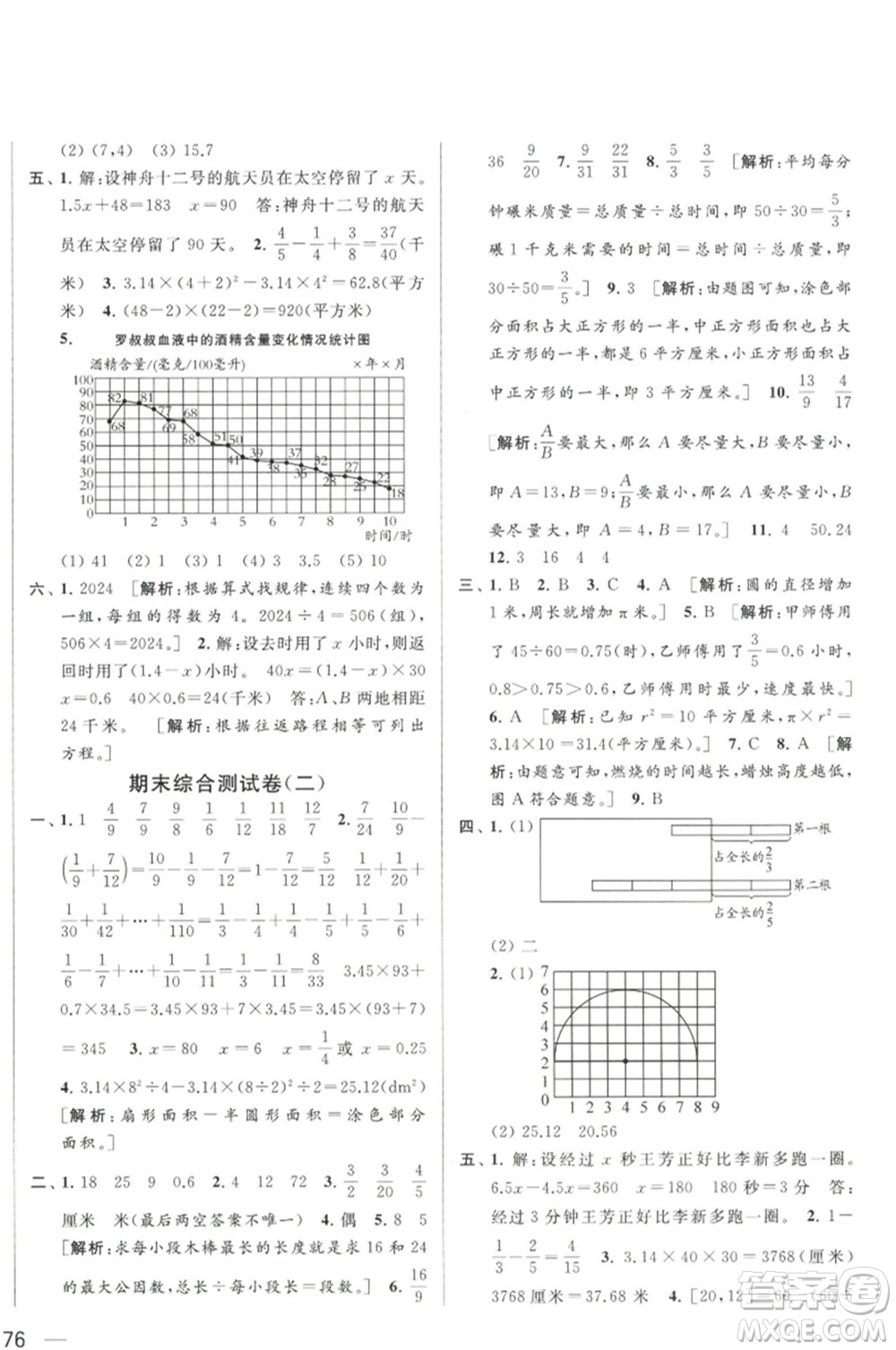 北京教育出版社2023春季亮點(diǎn)給力大試卷五年級數(shù)學(xué)下冊江蘇版參考答案