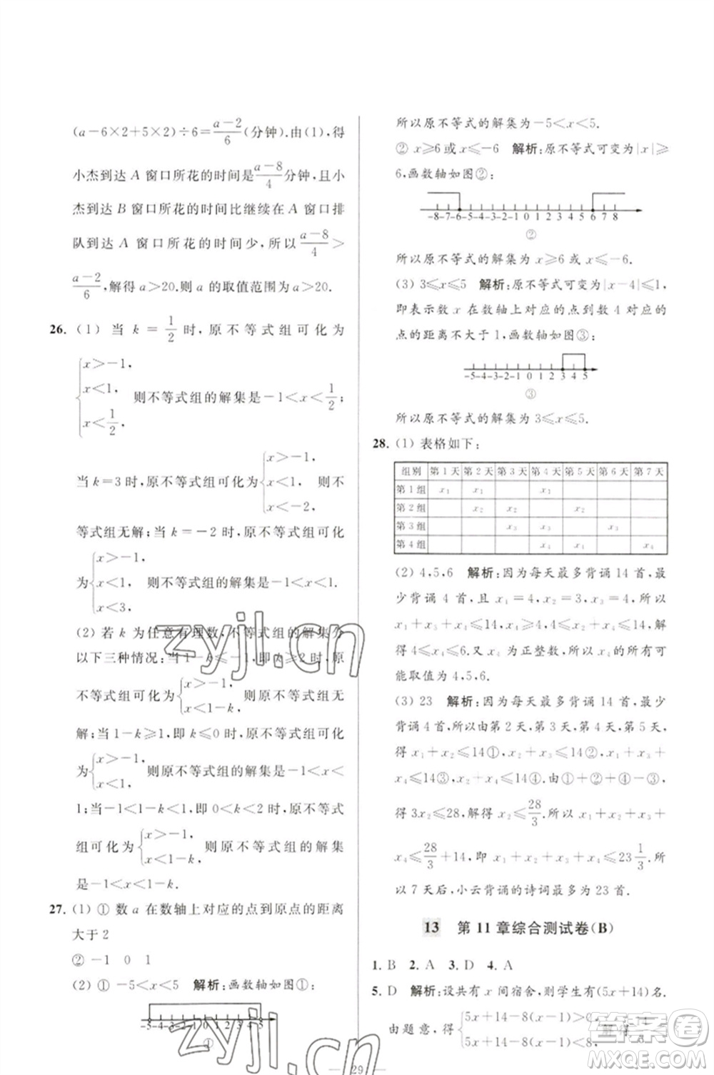 延邊教育出版社2023春季亮點給力大試卷七年級數(shù)學(xué)下冊蘇科版參考答案