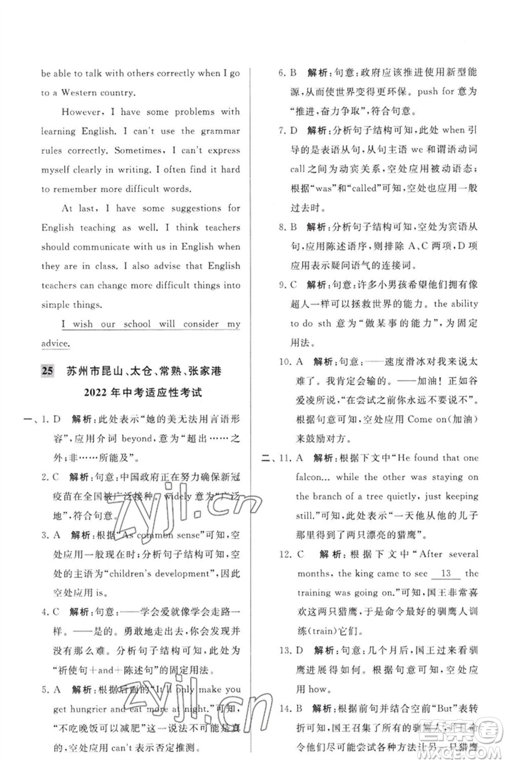 延邊教育出版社2023春季亮點給力大試卷九年級英語下冊譯林版參考答案
