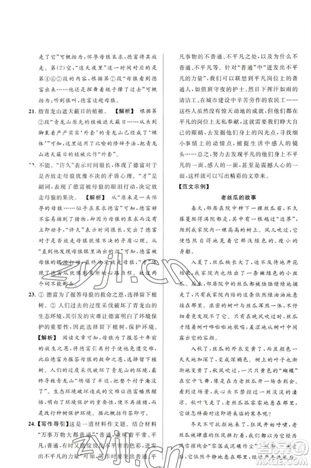 延邊教育出版社2023春季亮點(diǎn)給力大試卷九年級語文下冊人教版參考答案