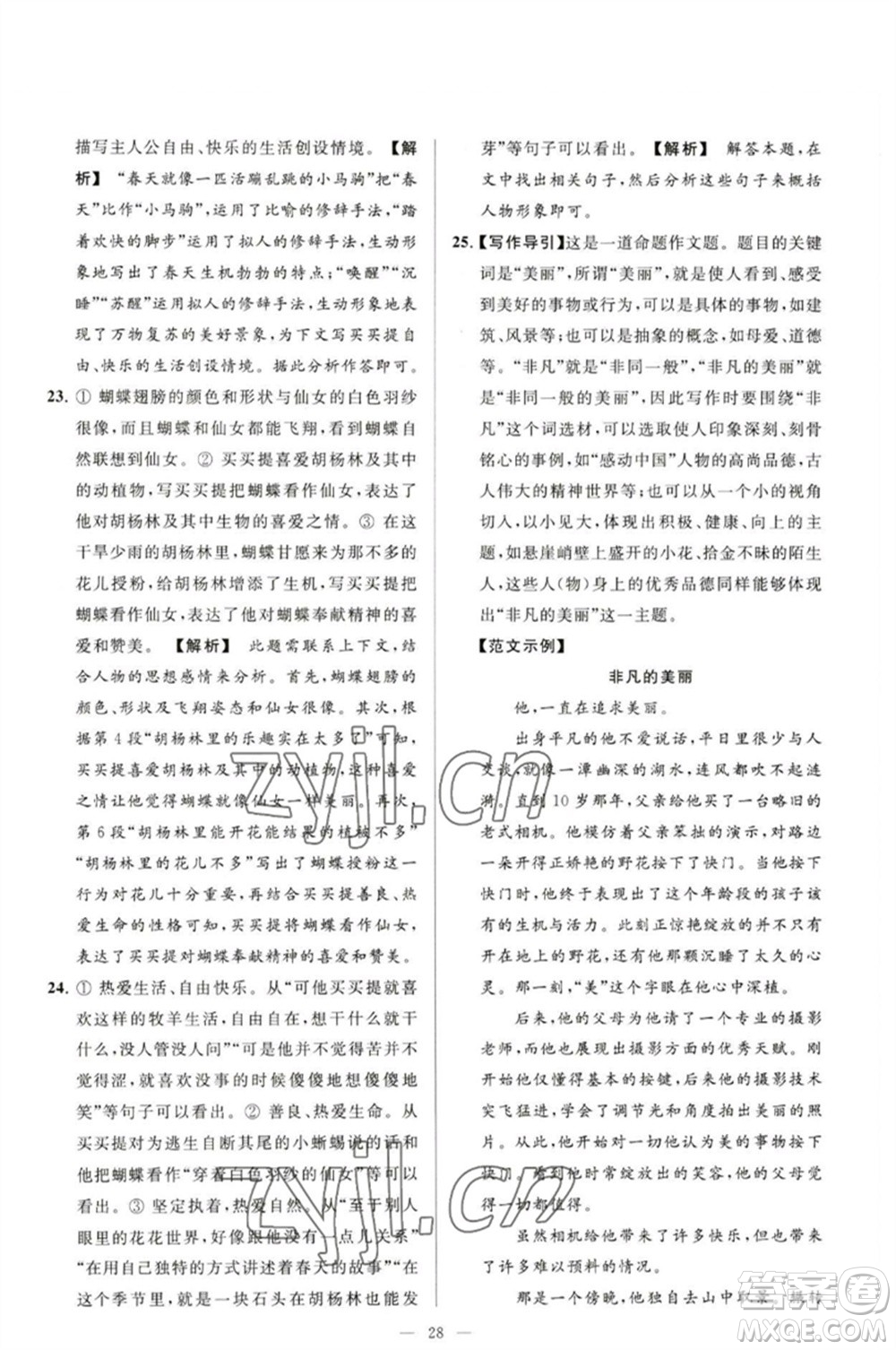 延邊教育出版社2023春季亮點(diǎn)給力大試卷九年級語文下冊人教版參考答案