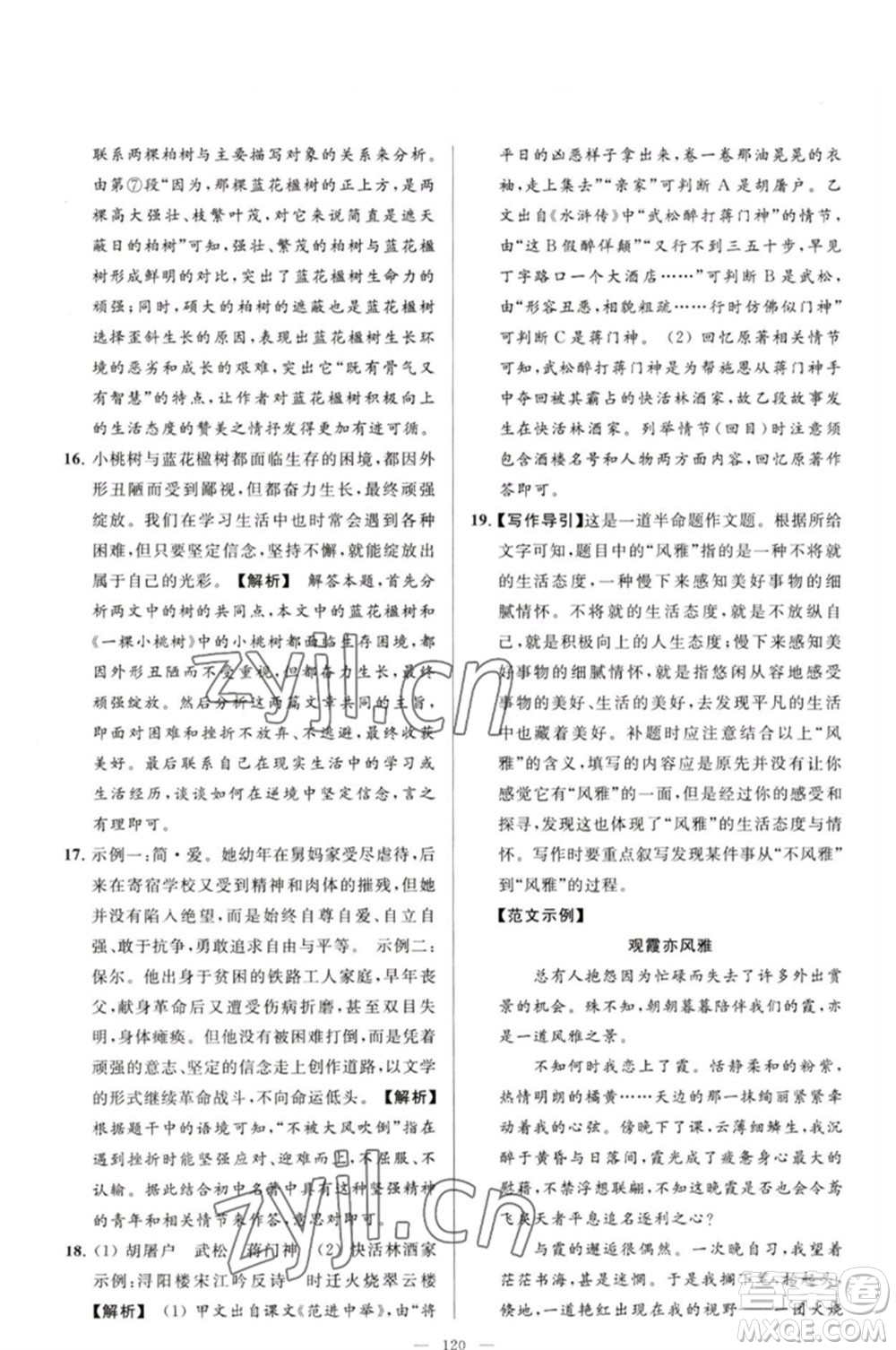 延邊教育出版社2023春季亮點(diǎn)給力大試卷九年級語文下冊人教版參考答案