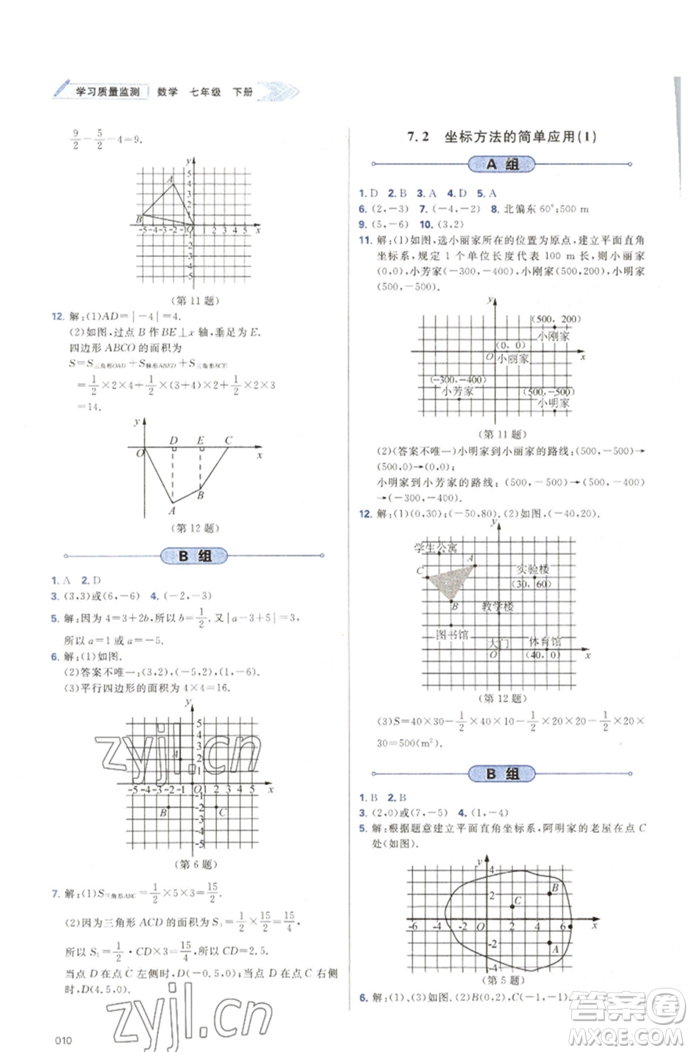天津教育出版社2023學(xué)習(xí)質(zhì)量監(jiān)測七年級(jí)數(shù)學(xué)下冊(cè)人教版參考答案
