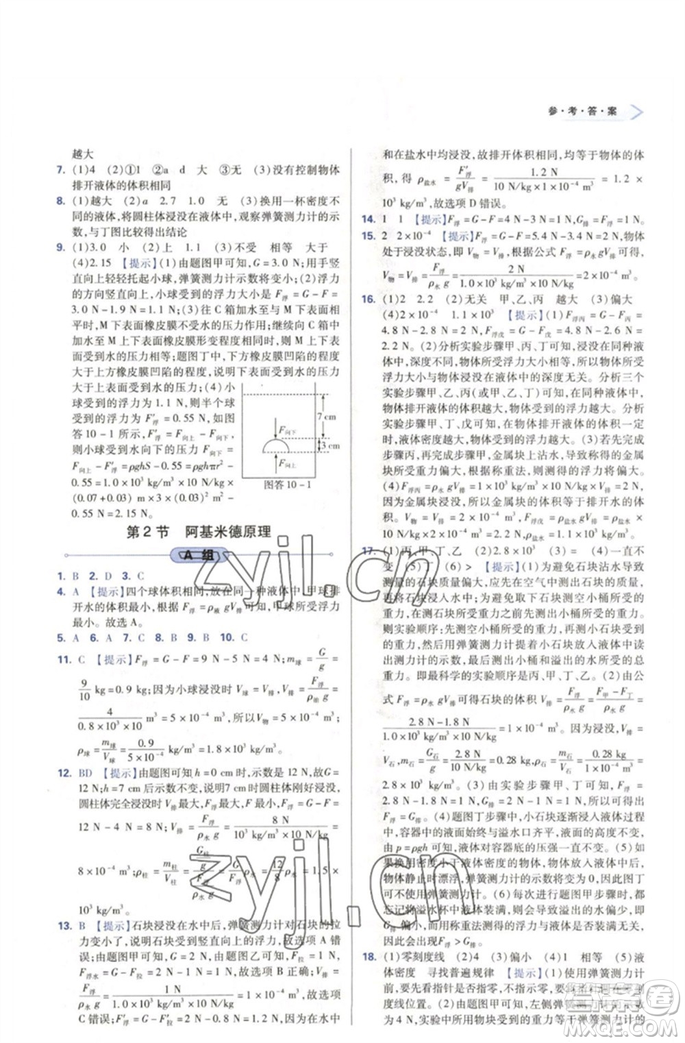 天津教育出版社2023學習質量監(jiān)測八年級物理下冊人教版參考答案