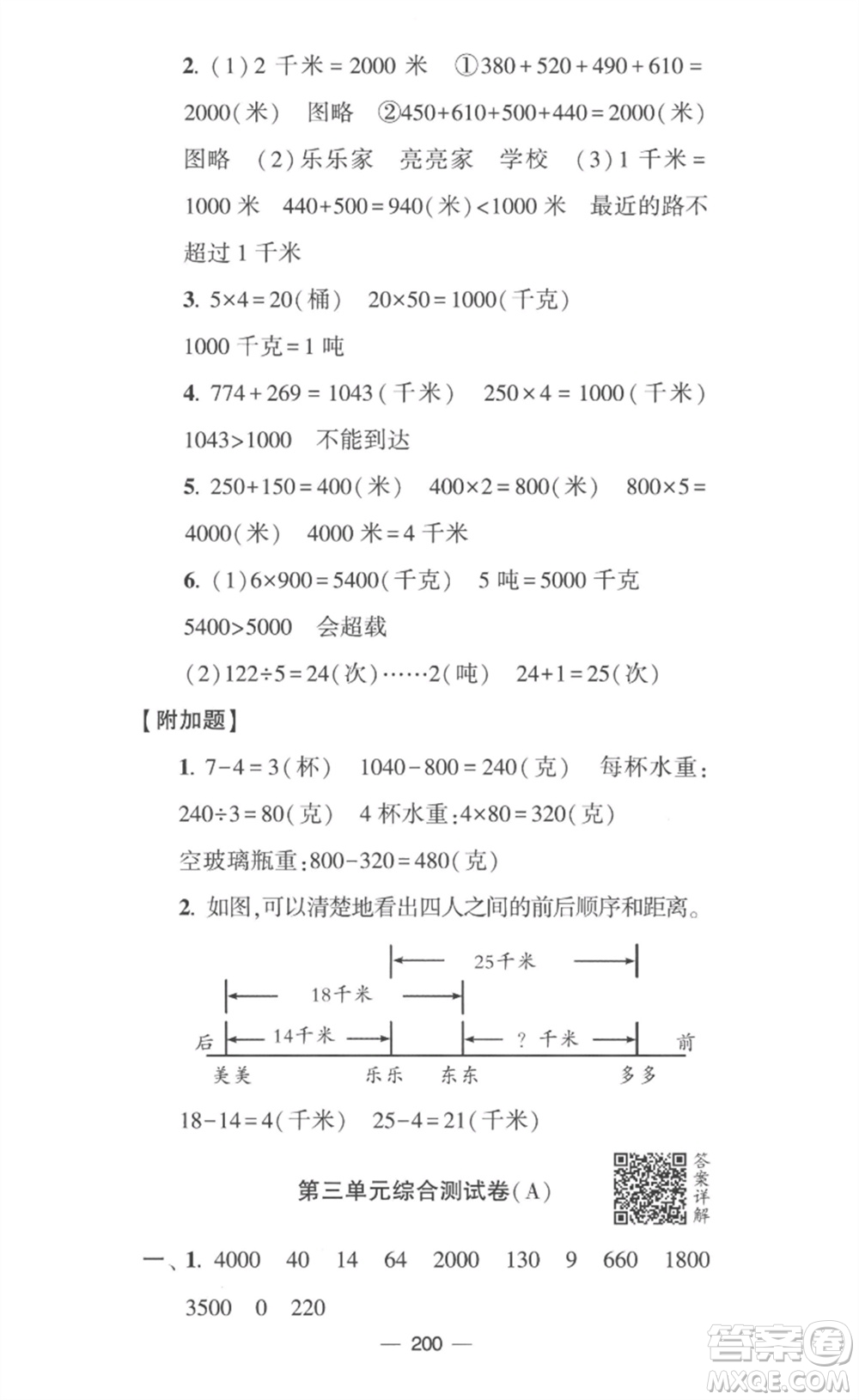 寧夏人民教育出版社2023學霸提優(yōu)大試卷三年級數(shù)學下冊江蘇版參考答案