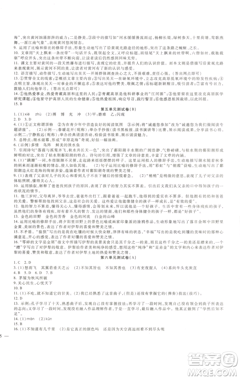 新疆文化出版社2023海淀金卷八年級(jí)語(yǔ)文下冊(cè)人教版參考答案