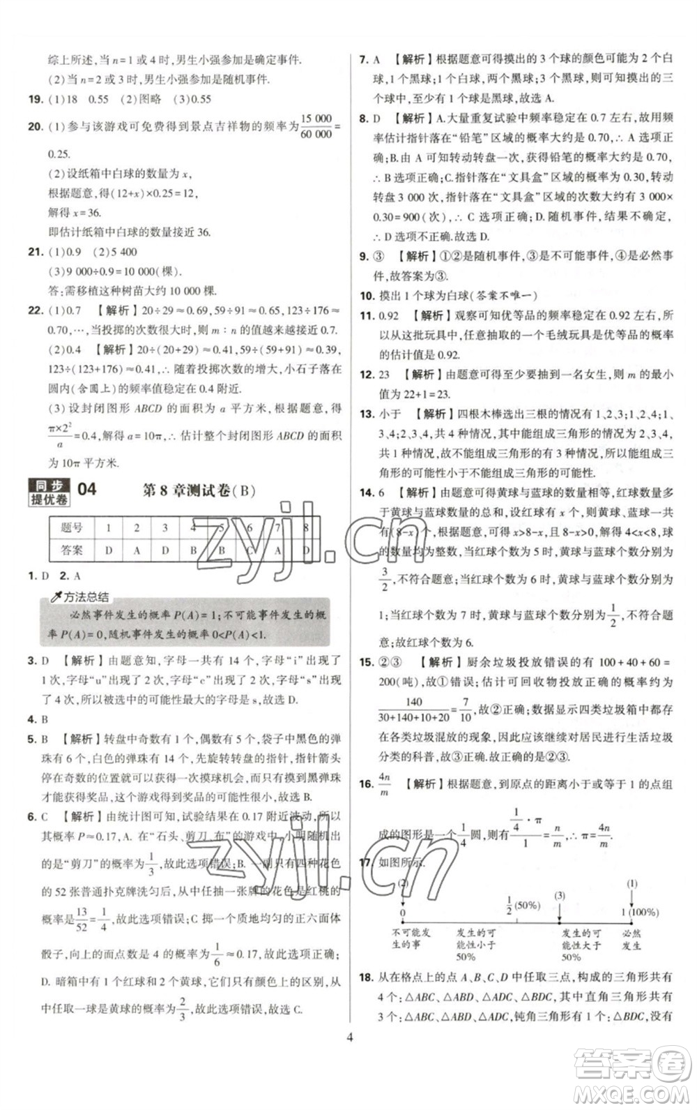 河海大學出版社2023學霸提優(yōu)大試卷八年級數(shù)學下冊蘇科版參考答案