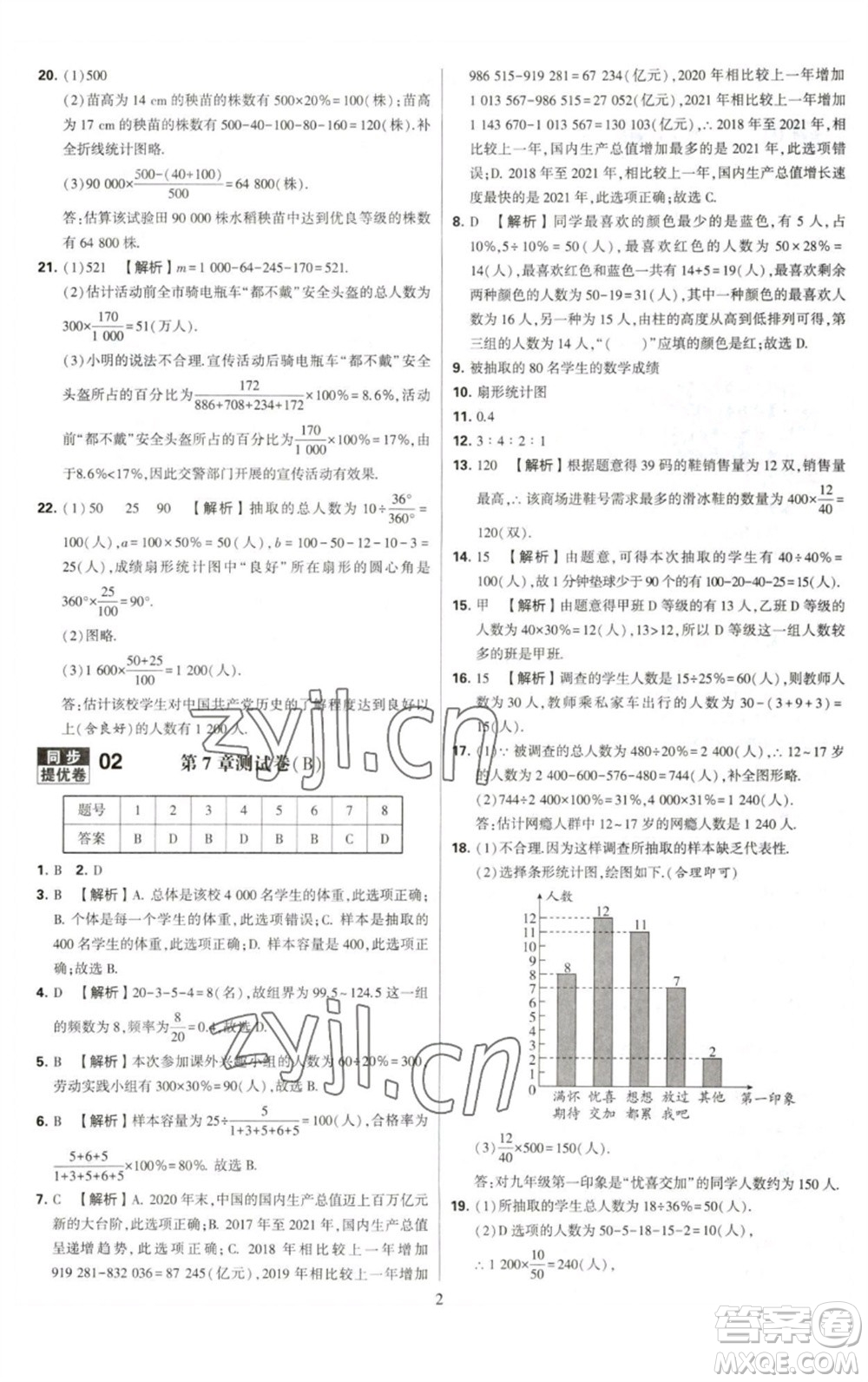 河海大學出版社2023學霸提優(yōu)大試卷八年級數(shù)學下冊蘇科版參考答案