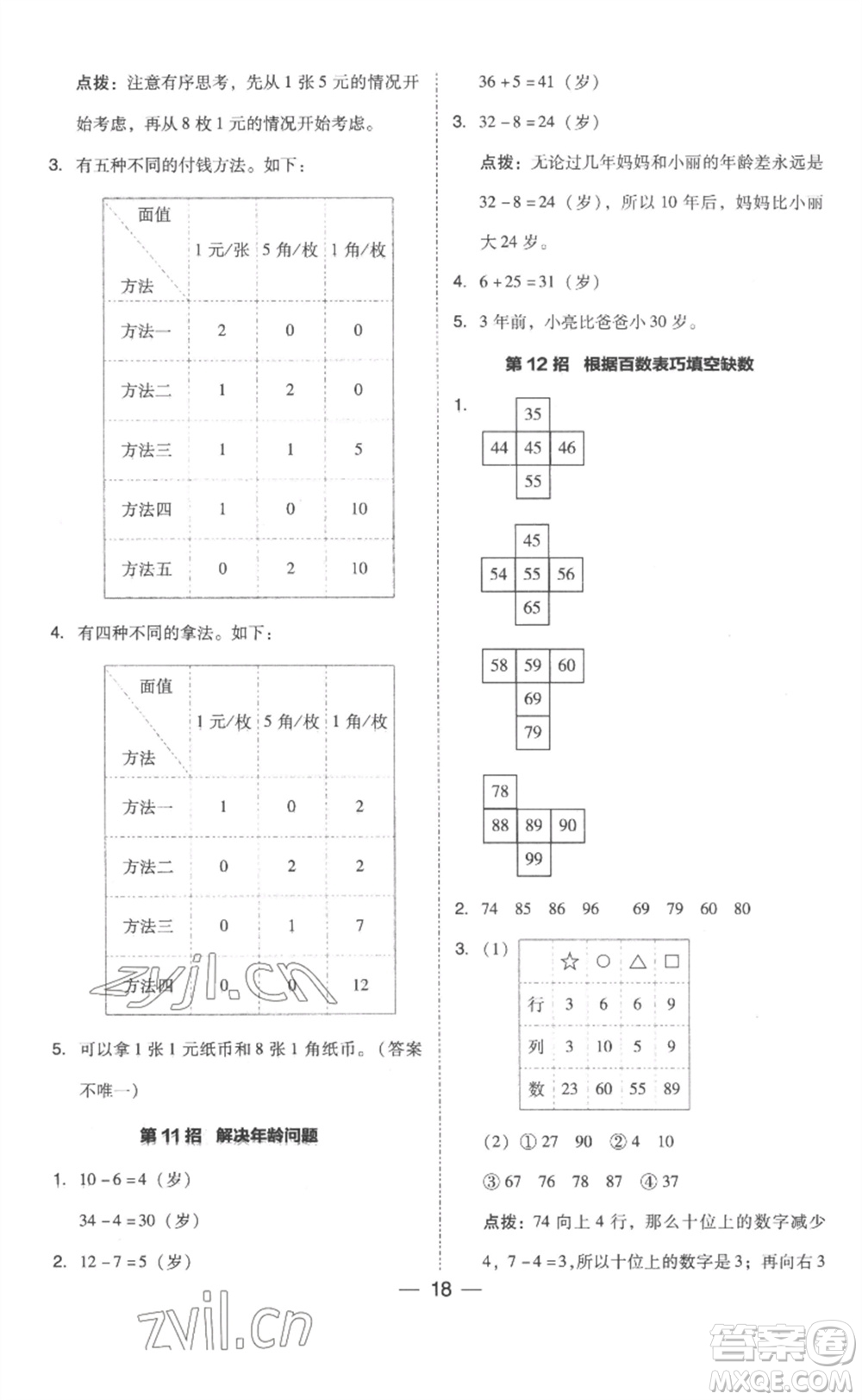 吉林教育出版社2023綜合應(yīng)用創(chuàng)新題典中點一年級數(shù)學(xué)下冊人教版浙江專版參考答案