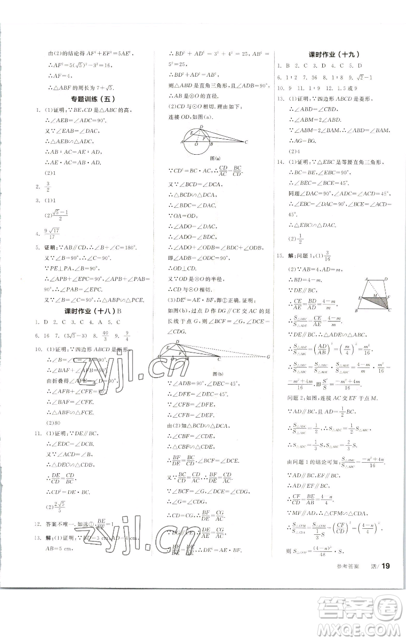 浙江教育出版社2023全品學(xué)練考九年級(jí)數(shù)學(xué)下冊(cè)蘇科版徐州專版參考答案