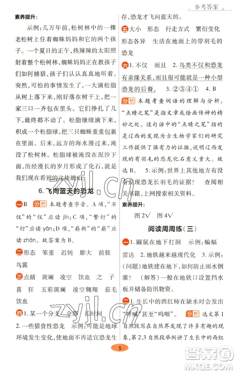 陜西師范大學出版總社有限公司2023黃岡同步練一日一練四年級語文下冊人教版參考答案