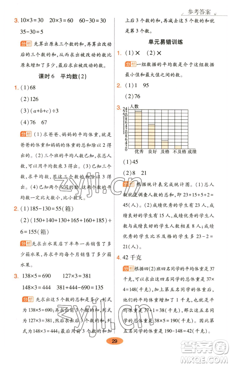 陜西師范大學(xué)出版總社有限公司2023黃岡同步練一日一練四年級數(shù)學(xué)下冊北師大版參考答案
