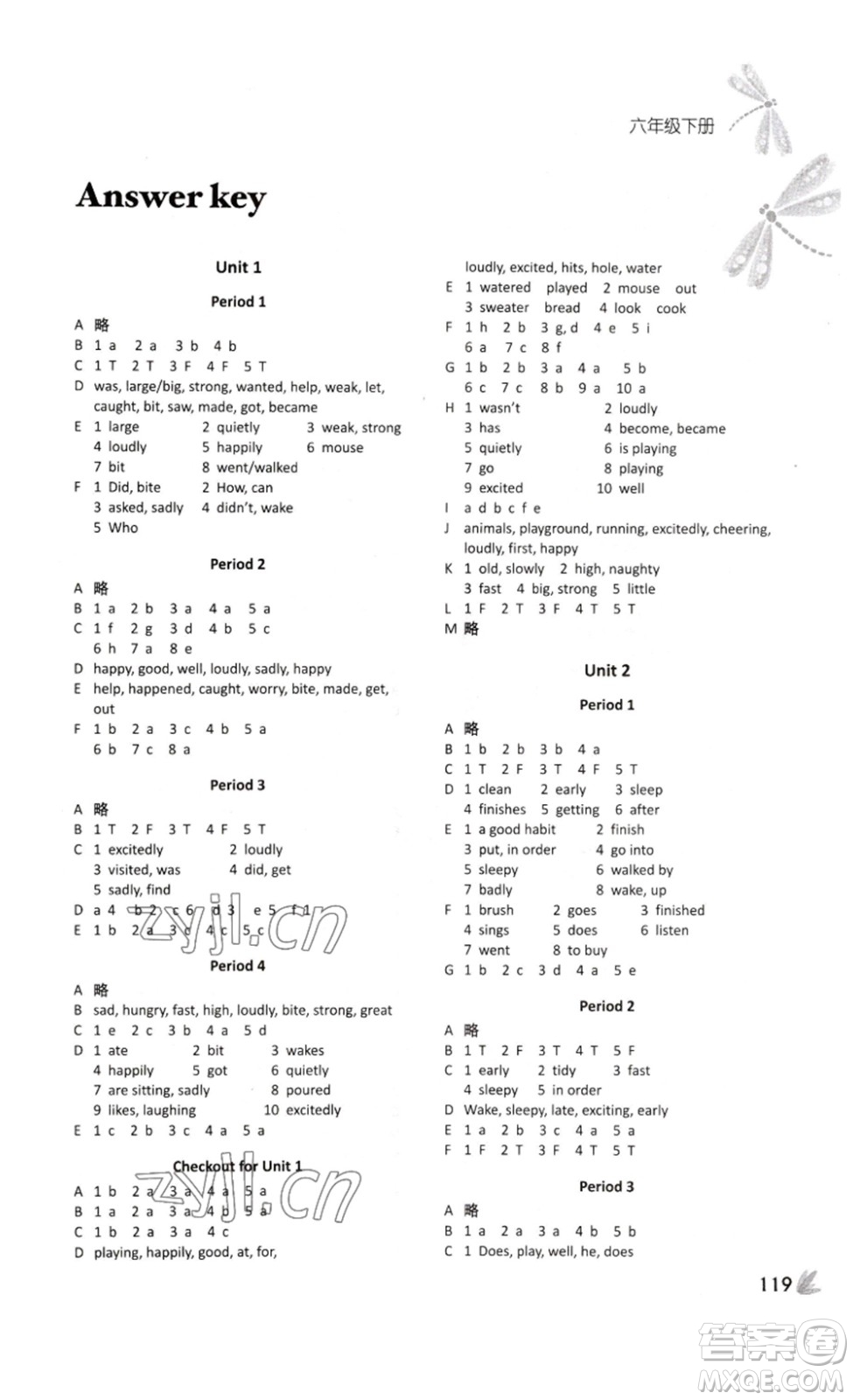 譯林出版社2023課課練小學(xué)英語(yǔ)六年級(jí)下冊(cè)第3版答案