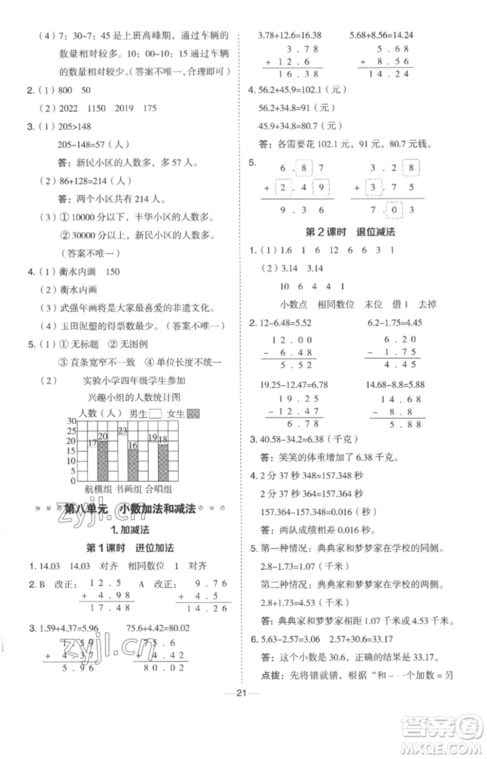 吉林教育出版社2023綜合應(yīng)用創(chuàng)新題典中點(diǎn)四年級數(shù)學(xué)下冊冀教版參考答案