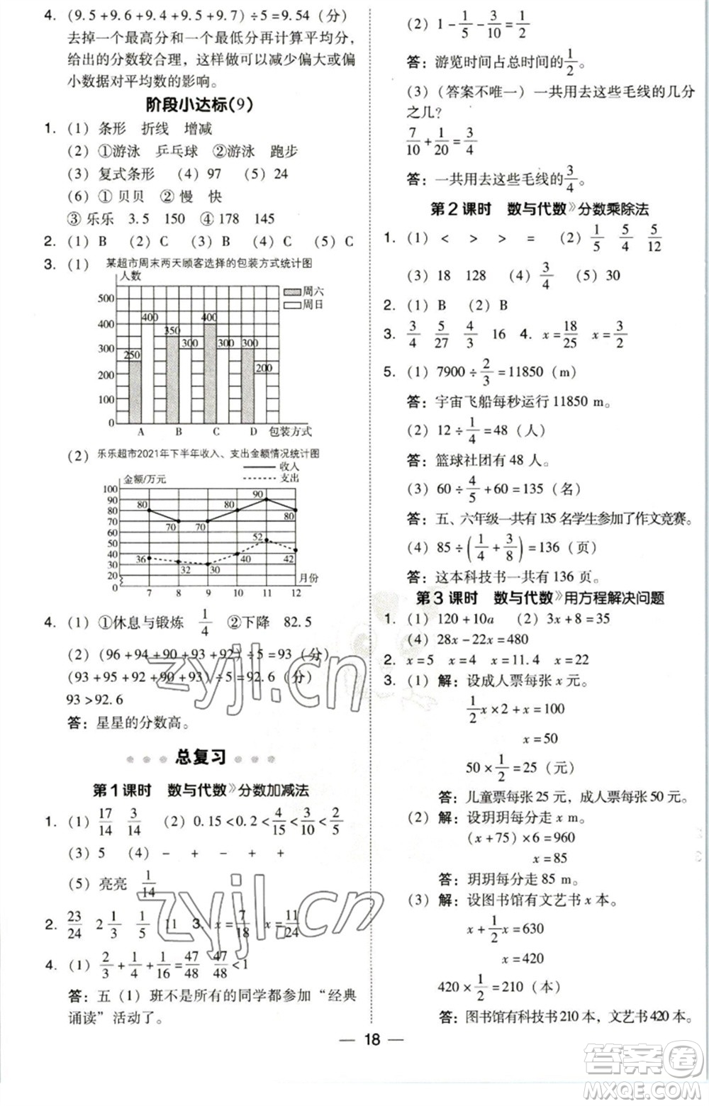 陜西人民教育出版社2023綜合應(yīng)用創(chuàng)新題典中點(diǎn)五年級(jí)數(shù)學(xué)下冊(cè)北師大版參考答案