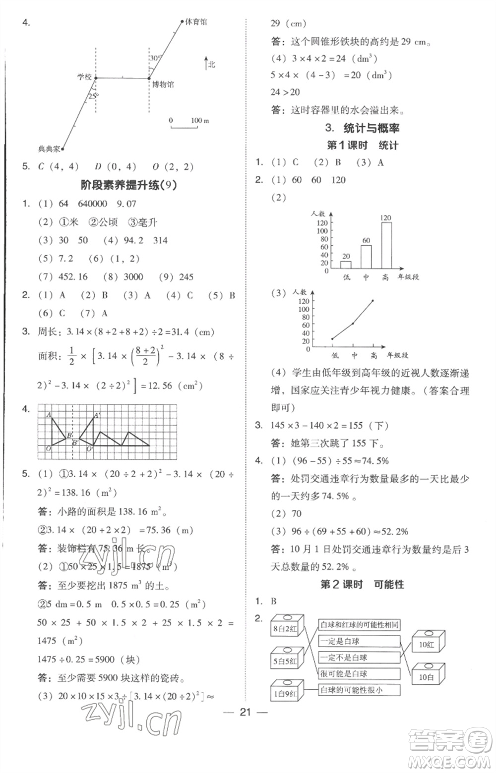 吉林教育出版社2023綜合應(yīng)用創(chuàng)新題典中點六年級數(shù)學(xué)下冊人教版浙江專版參考答案