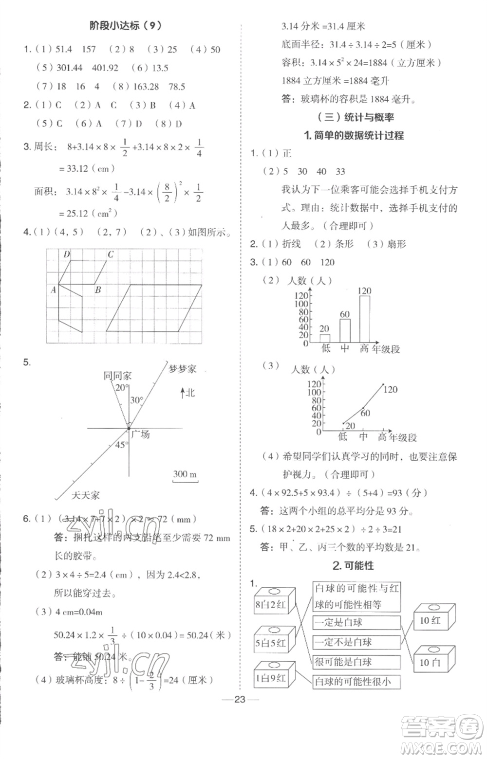 吉林教育出版社2023綜合應(yīng)用創(chuàng)新題典中點(diǎn)六年級數(shù)學(xué)下冊冀教版參考答案