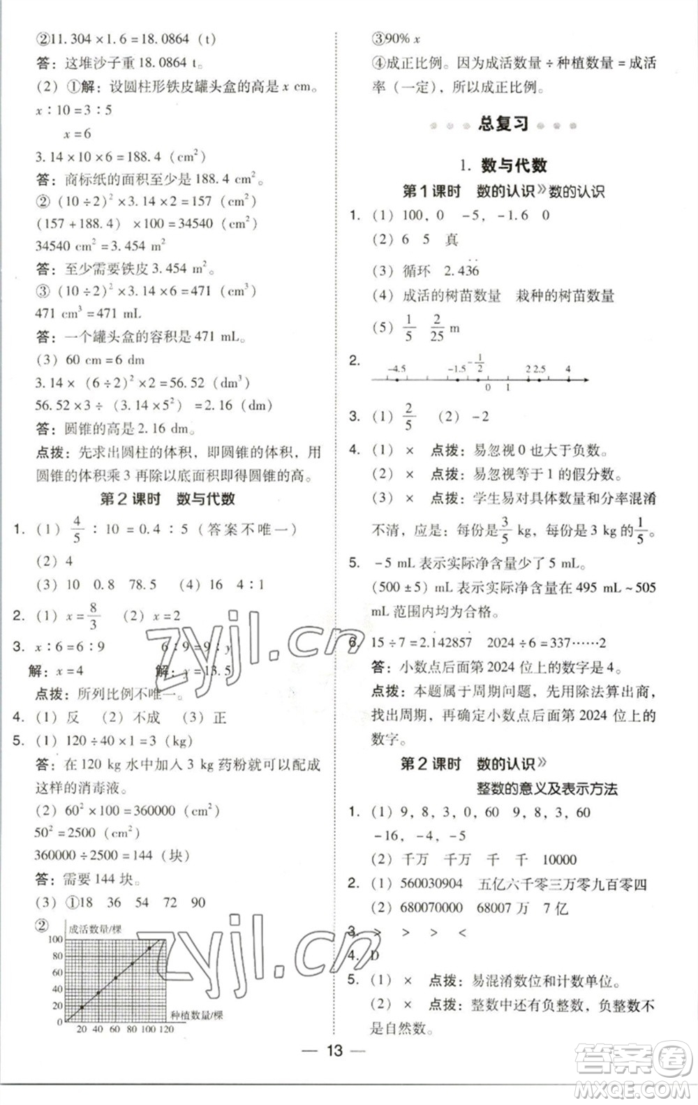 陜西人民教育出版社2023綜合應(yīng)用創(chuàng)新題典中點(diǎn)六年級(jí)數(shù)學(xué)下冊(cè)北師大版參考答案