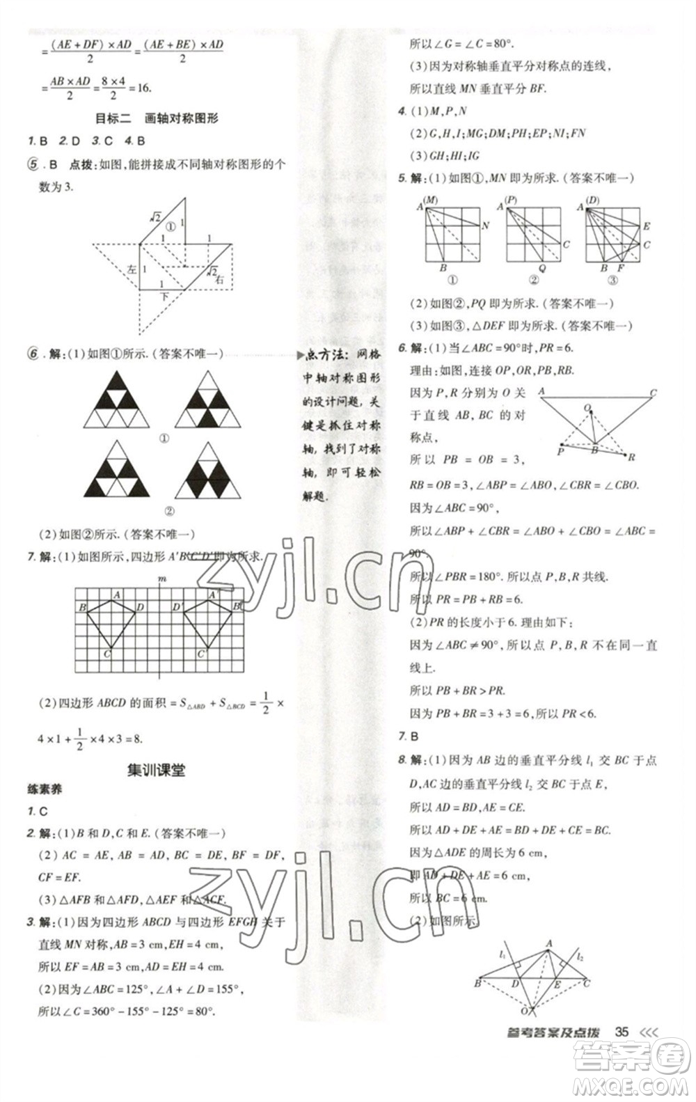 陜西人民教育出版社2023綜合應用創(chuàng)新題典中點七年級數(shù)學下冊北師大版參考答案