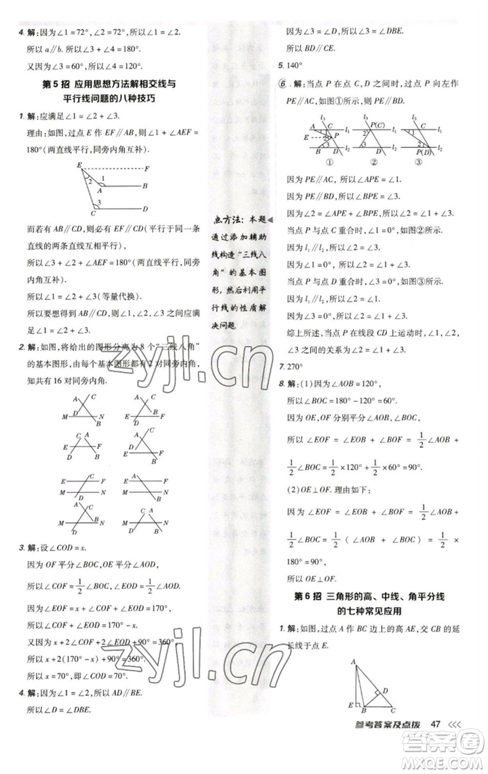陜西人民教育出版社2023綜合應用創(chuàng)新題典中點七年級數(shù)學下冊北師大版參考答案