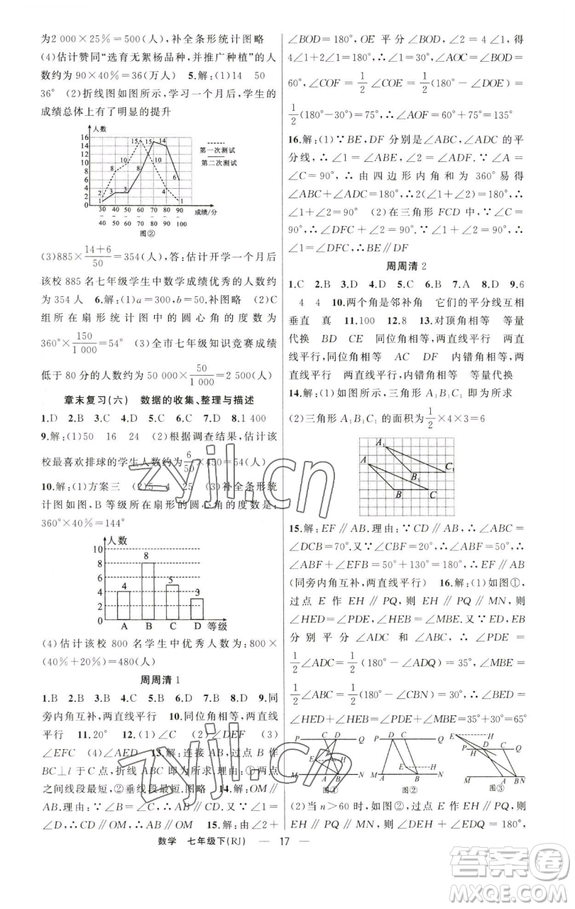 新疆青少年出版社2023四清導(dǎo)航七年級(jí)下冊(cè)數(shù)學(xué)人教版河南專(zhuān)版參考答案