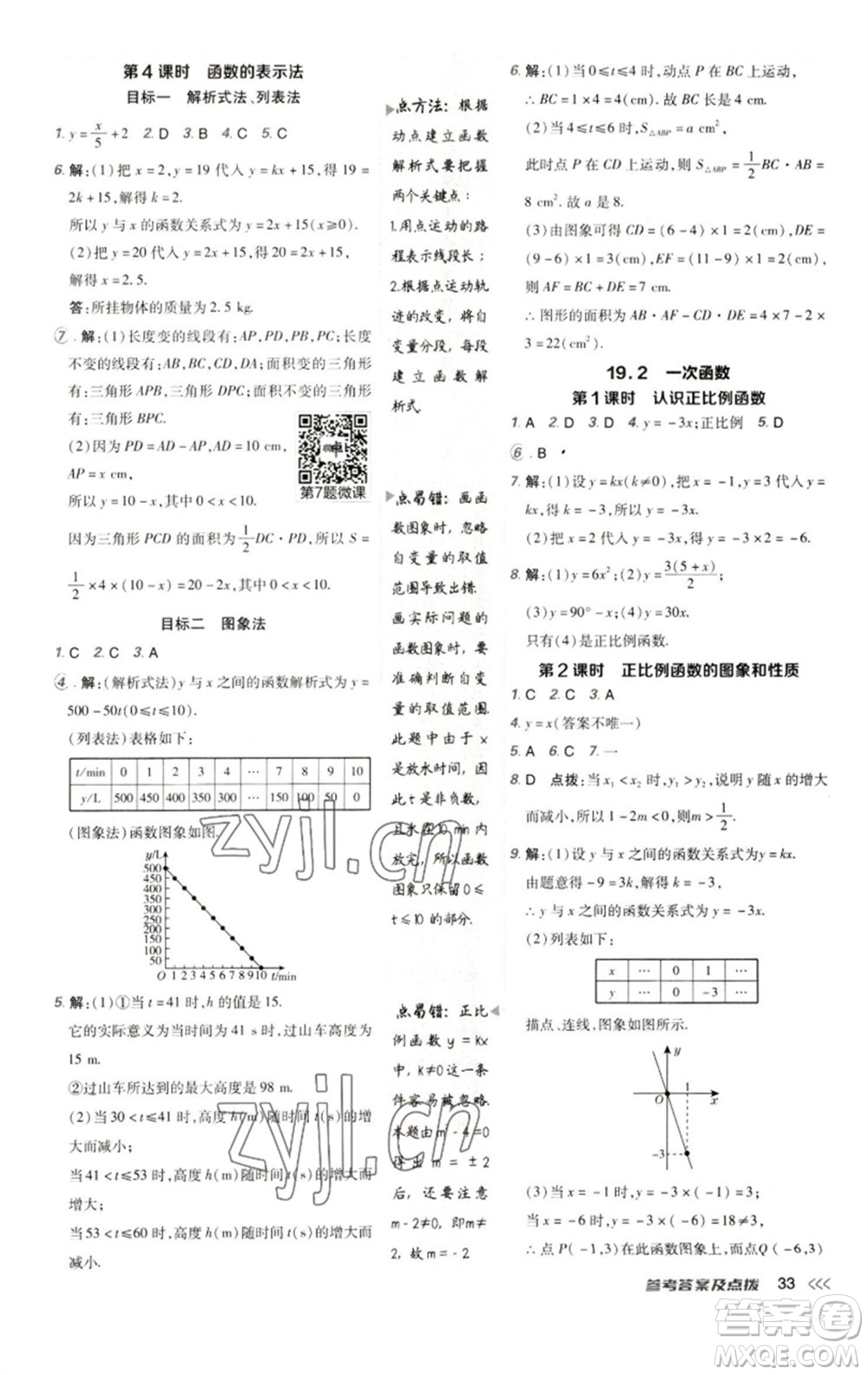 陜西人民教育出版社2023綜合應用創(chuàng)新題典中點八年級數學下冊人教版參考答案