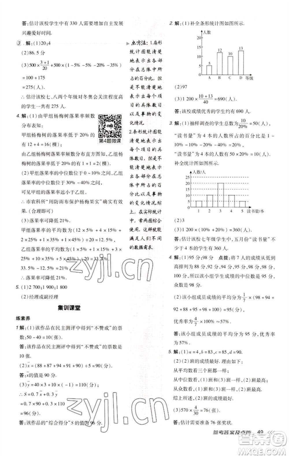 陜西人民教育出版社2023綜合應用創(chuàng)新題典中點八年級數學下冊人教版參考答案