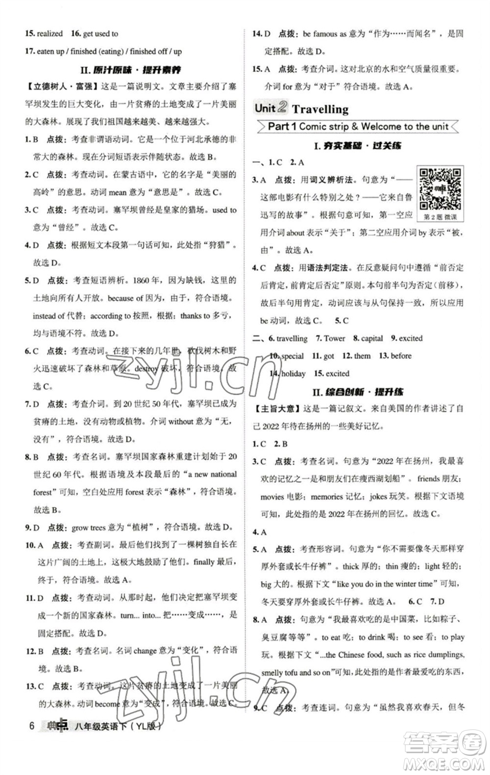陜西人民教育出版社2023綜合應(yīng)用創(chuàng)新題典中點八年級英語下冊譯林版參考答案